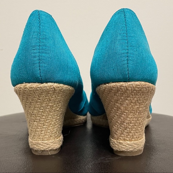 Life Stride Ronda Turquoise Silk Wedge Espadrille - Picture 6 of 12